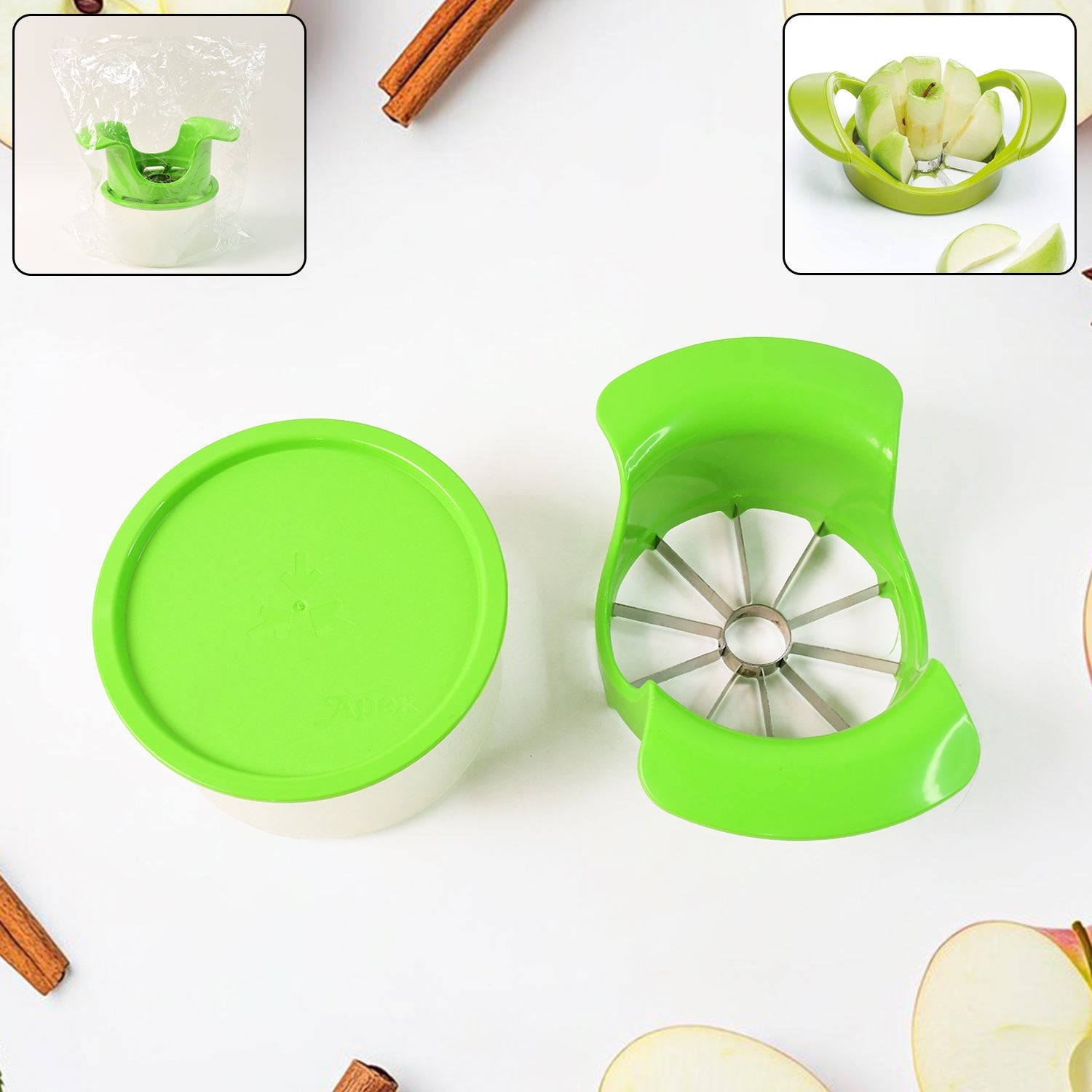 Apex Apple Cutter with Container – Unbreakable ABS Body & Stainless Steel Blades Apex Apple Cutter with Container – Unbreakable ABS Body & Stainless Steel Blades
